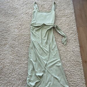 Green wrap midi dress